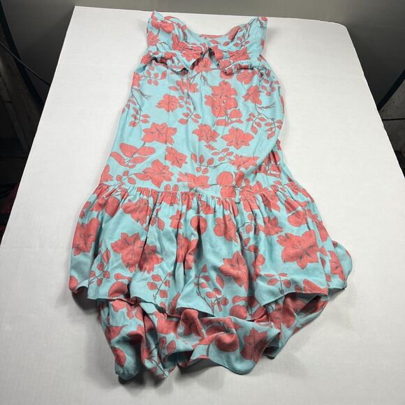 Lobo Rosa Tiered Midi Dress Floral Short Sleeve Button Front Relaxed Fit SMALL - Picture 12 of 13